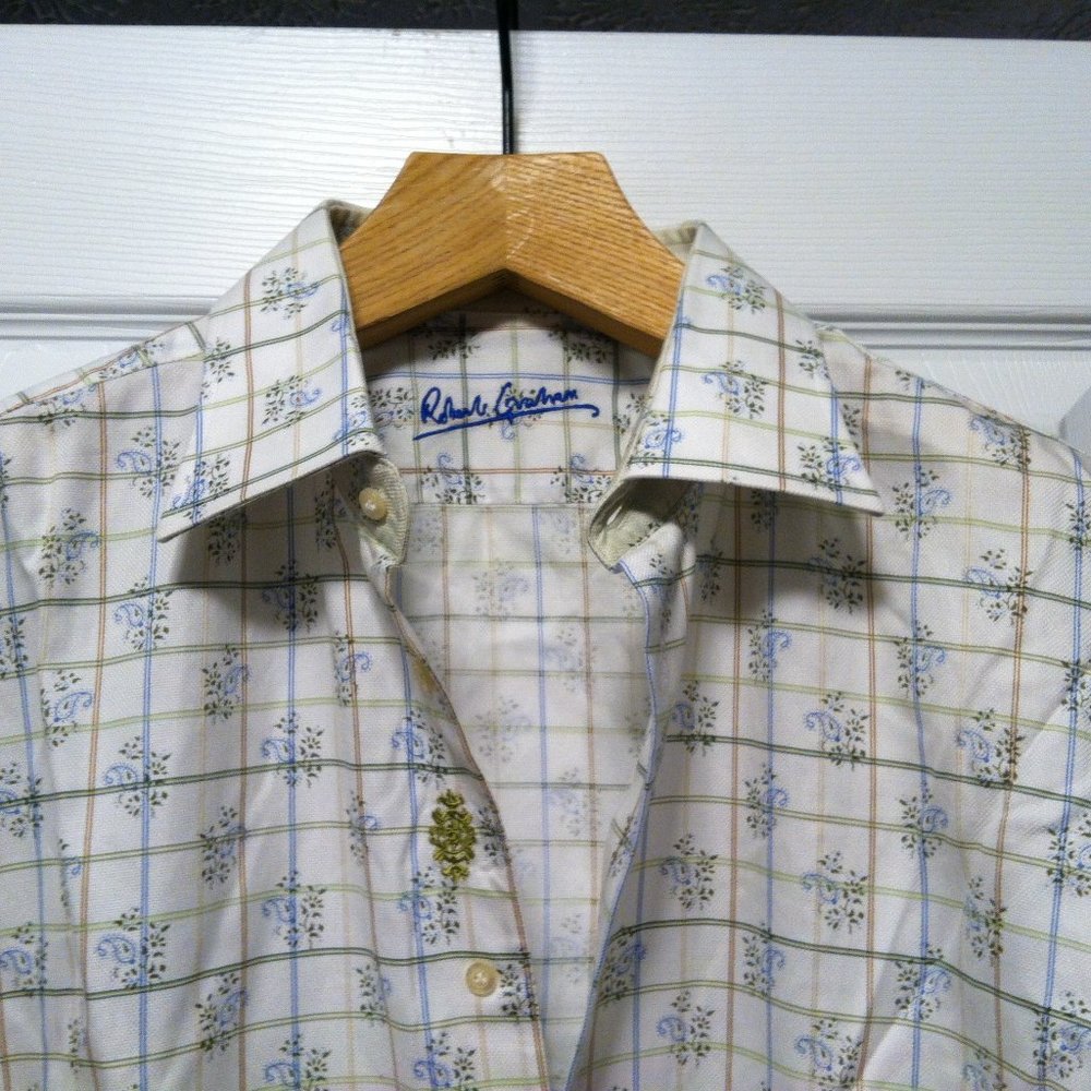 ROBERT GRAHAM MENS BEIGE 100%COTTON LONG SLEEVE CASUAL SHIRT SIZE: XL